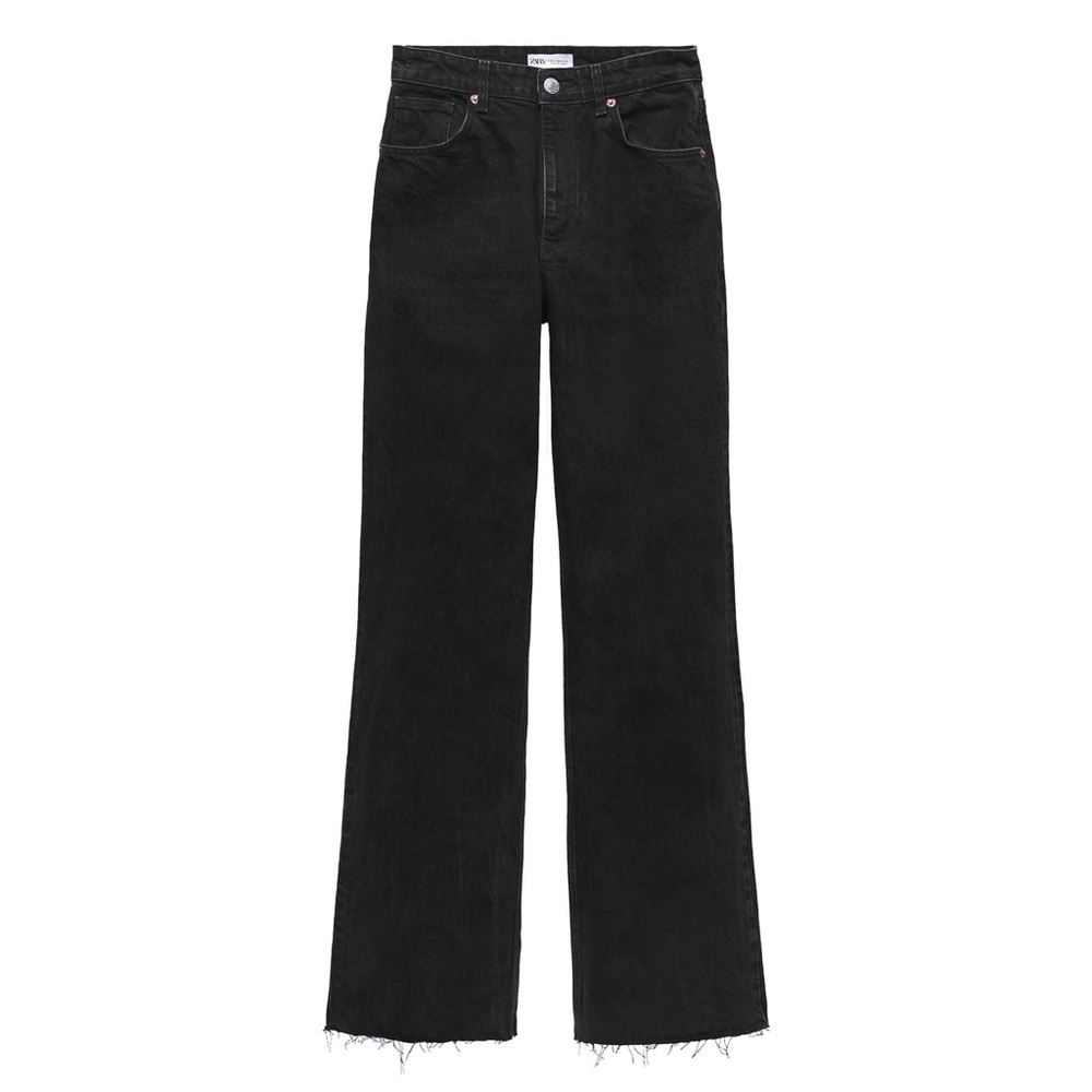 ZARA BLACK WASH WIDE LEG DENIM JEANS